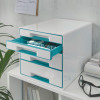 Leitz WOW CUBE Drawer Cabinet, 4 drawers (2 big and 2 small). A4 Maxi. White/ice blue